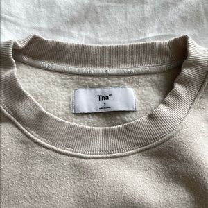 TNA Cozy Fleece Boyfriend Crew Sweatshirt in size 2 Light Oatmeal